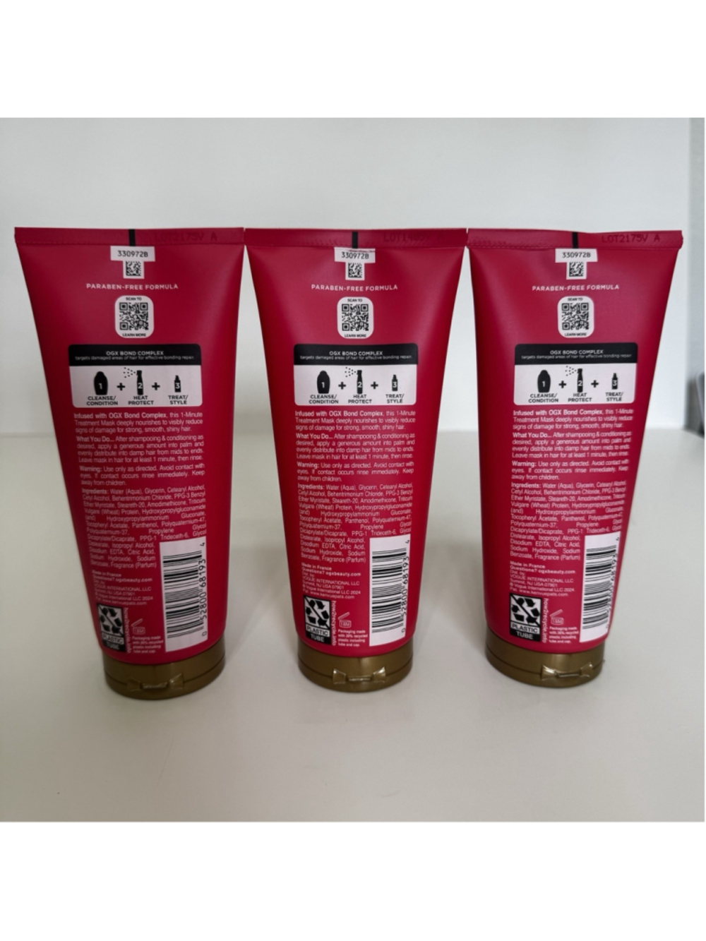 OGX Bond Protein Repair 1 Minute Treatment Mask for Damaged Hair 6.7 oz X 3 NEW - Picture 2 of 3
